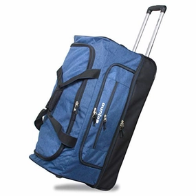 Mega Online Discount Dejuno 28" Lightweight Denim Drop Bottom Rolling Duffel Bag-Blue, One Size