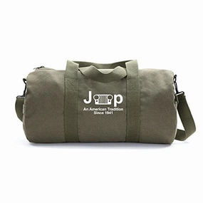 Sweet Deal Inside Jeep An American Tredition Army Sport Heavyweight Canvas Duffel Bag In Olive & White, Medium