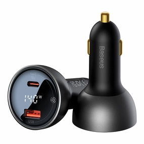 Baseus Digital Display Pd3.1 Dual Fast Charger Car Charger U C 140W Set Obsidian Black With C To C 240W 1M Black-Cgzx070001 Clearance Event Today Mega Savings Now
