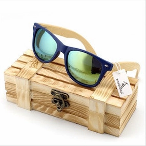 Vintage Style Wooden Leg Sunglasses In Wood Gift Box - Green,Blue,Silver,Gold Dont Miss These Savings
