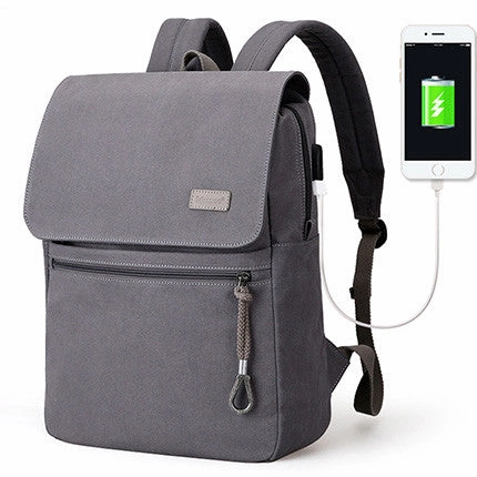 Student School Canvas Backpack For Men & Women 15.6 Inch Laptop Interlayer - Blue Black/Grey Today Only Offer Today Only Discount Alert