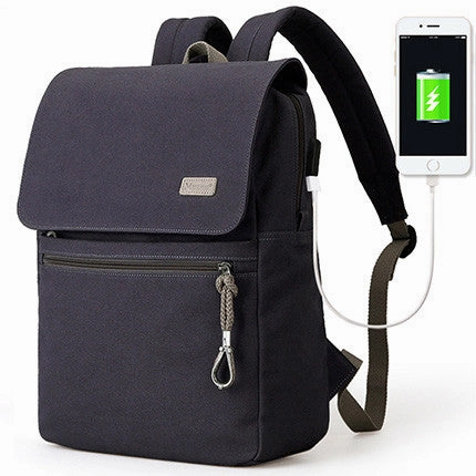 Student School Canvas Backpack For Men & Women 15.6 Inch Laptop Interlayer - Blue Black/Grey Instant Deal Today Flash Discount Today