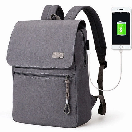 Grab Your Deal Today Trending Now Discount Student School Canvas Backpack For Men & Women 15.6 Inch Laptop Interlayer - Blue Black/Grey
