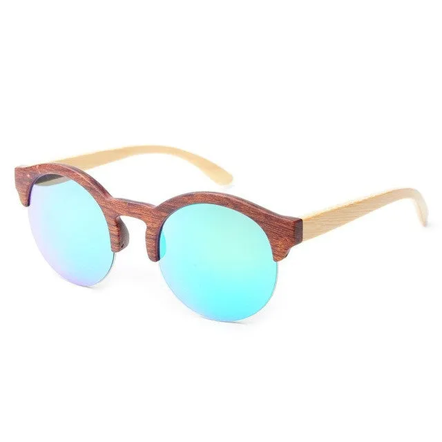 Bamboo Sunglasses Men'S/Women'S Vintage Half Frame Best Price Today Best Seller Discount