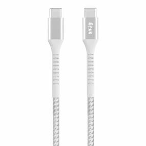 Snug Type-C To Type-C Nylon Braided Cable 60W -  1.2 Metre - White/Silver (Snpw-Cabntyct-W) Shop the Savings Now