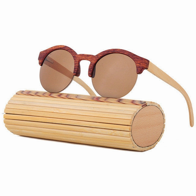 Bamboo Sunglasses Men'S/Women'S Vintage Half Frame Dont Miss This Deal