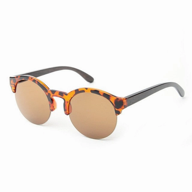 Bamboo Sunglasses Men'S/Women'S Vintage Half Frame Instant Deal Today