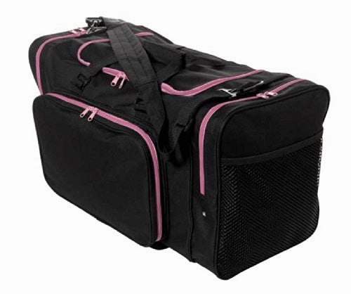 Sassi Designs Team Black 24" Duffel Bag With Pink Zipper Trim MustHave Steals