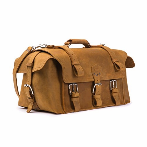 Online Exclusive Steal Saddleback Leather Side Pocket Duffel - Best Carry On, Travel Duffel Bag - 100 Year Warranty