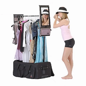 Clearance Alert Now Large Rac N' Roll Bag Wheeled Drop Bottom Duffel With Garment Rack