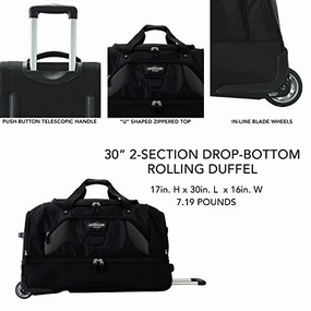 Special Price Offer Trending Now Offer Tprc 30" Durable Rip-Stop Nylon Rolling Luggage Duffel Bag, 30 Inch, Black
