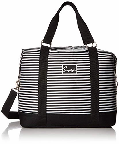 Clearance Event Today Clearance Event Alert Travel Weekender Overnight Carry-On Shoulder Duffel Tote Bag (8" X 12" X 16 (Large), Black & White Stripes)