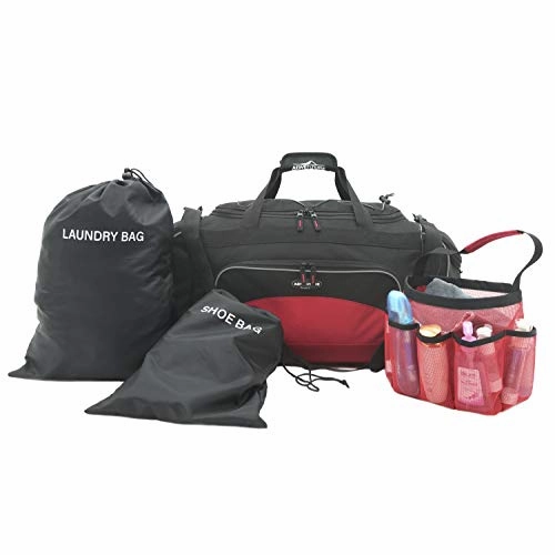 Travelers Club 4 Piece Gym Duffel And Accessory Set, Red Special Savings Today Price Drop Today