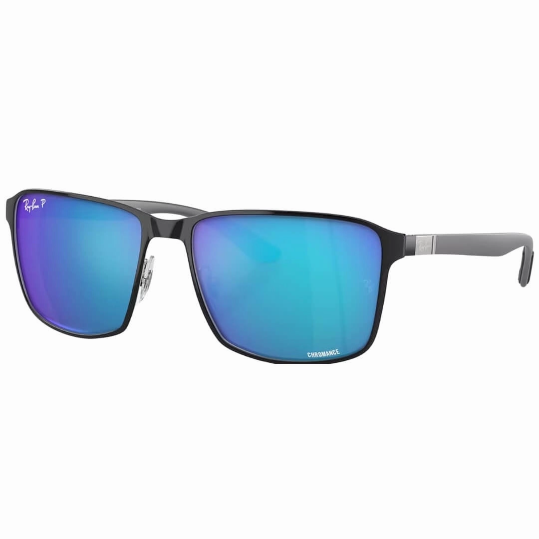 Dont Miss Out Ray-Ban Rb3721Ch 9144A1 Polarized - Black On Silver With Blue Lens
