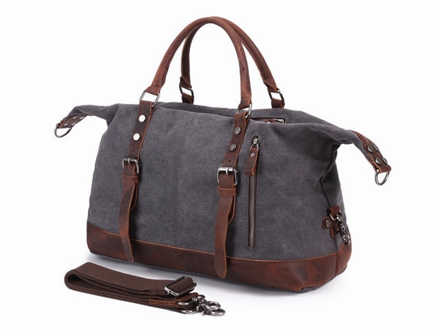Trending Deals Today Men'S Travel Bags Vintage Leather Canvas Carry On Luggage Bags Big Men Duffel Bags Travel Tote