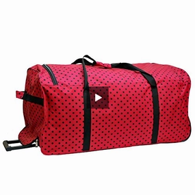 Special Price Offer "E-Z Roll" 36" Polka Dots Rolling Duffel Bag With 3 Colors (Brown/Aqua)