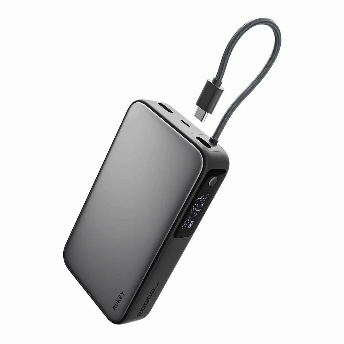 Dont Miss Out Aukey Pb-Y48 130W Spark Sling 20000Mah Power Bank With Built In Usb C Cable