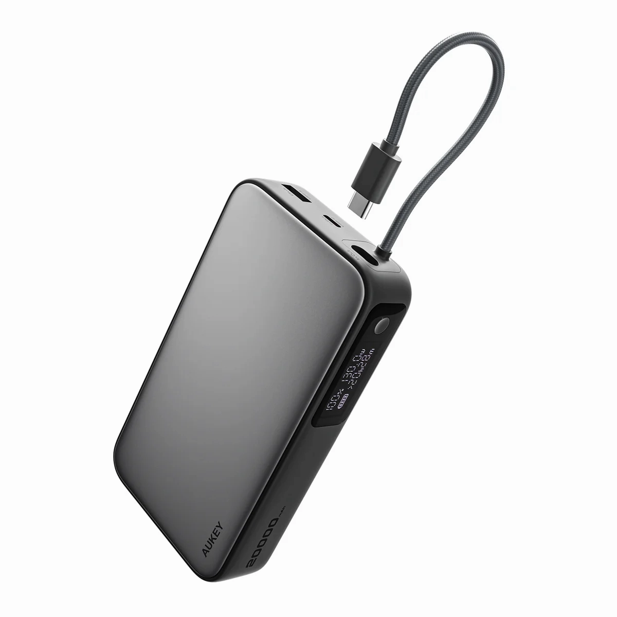 Dont Miss Out Aukey Pb-Y48 130W Spark Sling 20000Mah Power Bank With Built In Usb C Cable