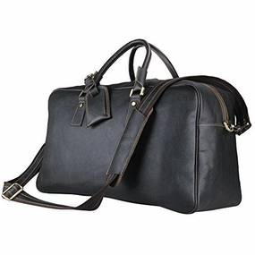 Large Mens Leather Duffel Bag, Berchirly Outdoor Travel Duffel Black Grab It Before Gone Clearance Event
