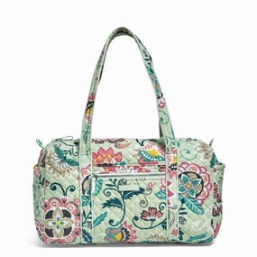 Vera Bradley Signature Cotton Small Duffel, Mint Flowers Trending Deals Today