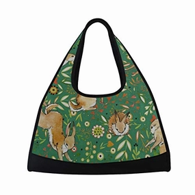 Gym Bag Green Bunny Rabbiter Leaf Easter Women Yoga Canvas Duffel Bag Crossbody Tennis Racket Grab the Deal Now