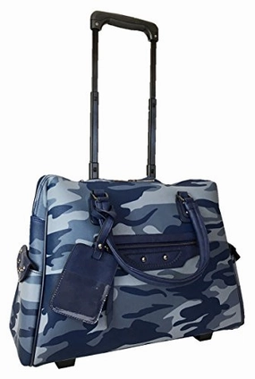 Save Today Event Special Online Offer Trendy Flyer 20"L Computer/Laptop Bag Tote Duffel Rolling Wheel Case Purse Carry Camo Blue