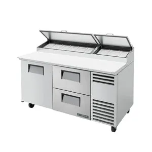 True TPP-AT-67D-2-HC, Commercial 67" Pizza Prep Table w/ Refrigerated Base, 115v