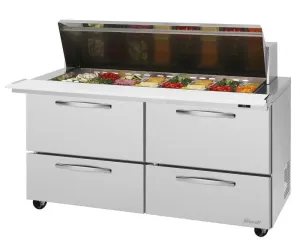 Turbo Air - PST-60-24-D4-N, Commercial PRO Series Mega Top Sandwich/Salad Prep Table, two-section