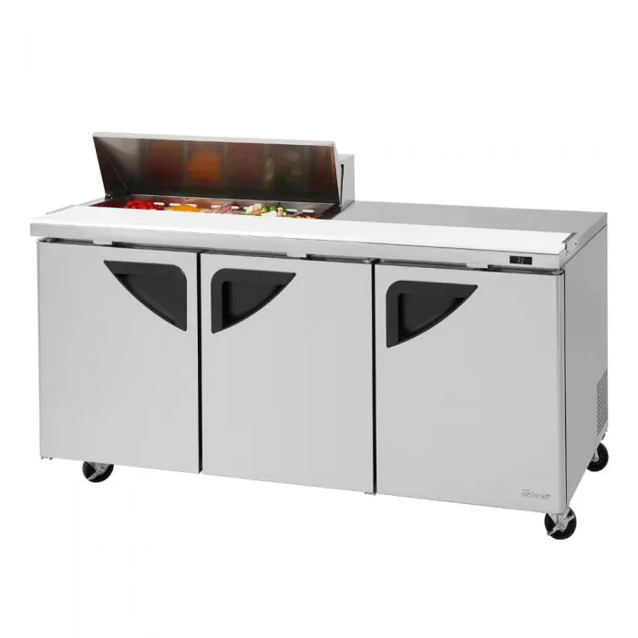Turbo Air - TST-72SD-10S-N, Commercial Super Deluxe Sandwich/Salad Prep Table Unit, (10) 1/6 size (4?? D) condiment pans