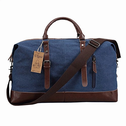 Perfect Gift Sale Grab Your Hot Pick Ulgoo Travel Duffel Bag Canvas Bag Pu Leather Weekend Bag Overnight (Deep Blue)