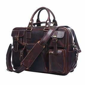 Uniwalker Vintage Genuine Leather Overnight Travel Duffel Bags Tote Handbag (Red Chocolate) Special Price Offer Last Chance Offer