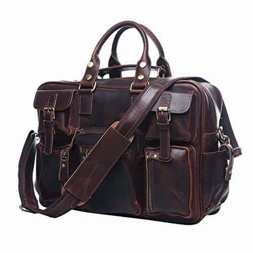Uniwalker Vintage Genuine Leather Overnight Travel Duffel Bags Tote Handbag (Red Chocolate) Special Price Offer Last Chance Offer