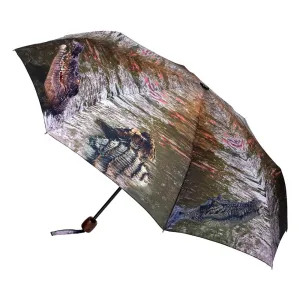Upf50  Crocodile Print Deluxe Mini Maxi With Dark Wood Handle Clearance Savings Now Hot Pick of the Day