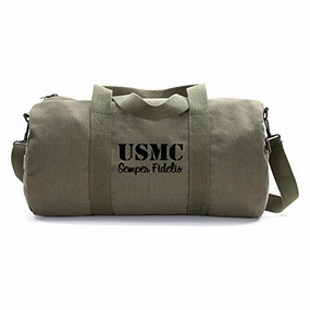 Dont Miss This Steal Usmc Semper Fidelis Army Sport Heavyweight Duffel Bag On Olive & Black, Medium