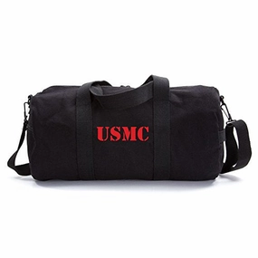 Limited Offer Alert Daily Special Offer Usmc United States Marine Corps Text Army Sport Heavyweight Canvas Duffel Bag In Black & Red,