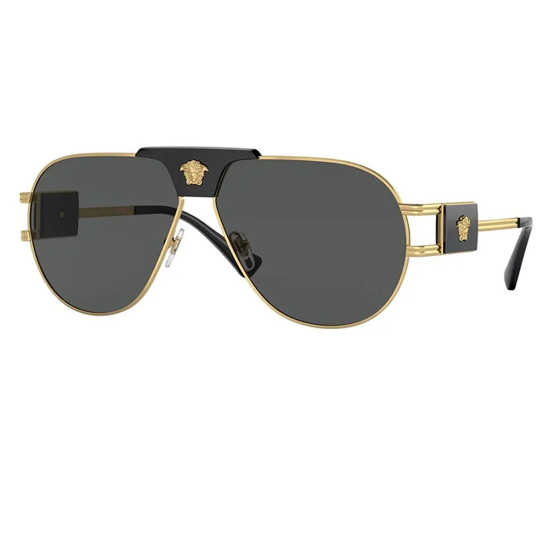 Versace Ve2252 Gold With Dark Grey Medusa'S Pilot Shape Sunglasses Sweet Deal Inside