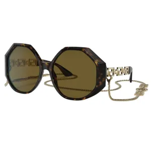 Versace Ve4395 534673 Sunglasses - Havana Frame, Dark Brown Lens MustShop Sale