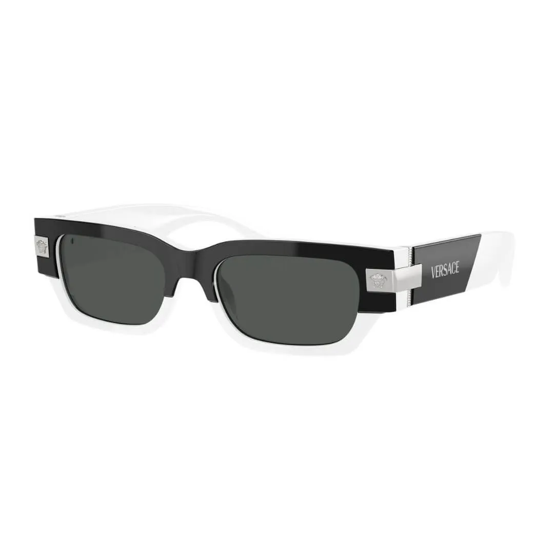 Shop Now Save Flash Sale Alert Now Versace Ve4465 545987 Sunglasses - Black/White Frame, Dark Grey Lens
