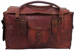Vintage Crafts 21" Mens Retro Style Carry On Luggage Flap Duffel Leather Duffel Bag Mega Discount Event