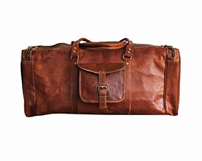 Trending Deals Today Clearance Steal Today Vintage Leather 24 Inch Square Duffel Travel Gym Sports Overnight Weekend Leather Bag
