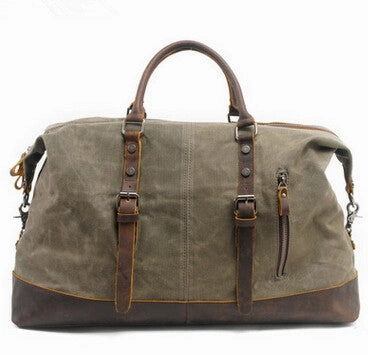 Hot Savings Alert Weekend Flash Offer Vintage Military Canvas Leather Men Travel Bags Carry On Luggage Bags Men Duffel Bags Travel Tote