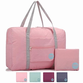 Weekend Sale Special Wandf Foldable Travel Duffel Bag Luggage Sports Gym Water Resistant Nylon (Coral Pink)