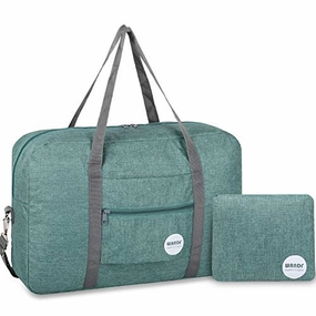 Shop the Savings Wandf Foldable Travel Duffel Bag Luggage Sports Gym Water Resistant Nylon (E-Denim Green With Strap)