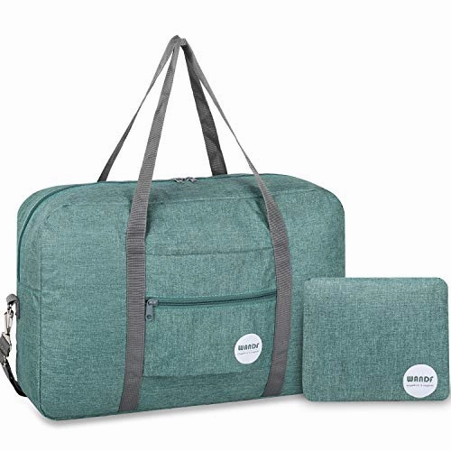 Shop the Savings Wandf Foldable Travel Duffel Bag Luggage Sports Gym Water Resistant Nylon (E-Denim Green With Strap)