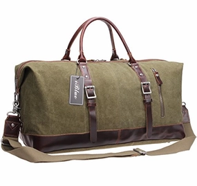 Iblue Genuine Leather Trim Travel Tote Duffel Garment Gym Shoulder Handbag Canvas Overnight Limited Offer Alert Clearance Savings Now