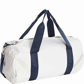 Special Deal Frenzy Big Price Drop Sailor Bags Round Duffel With Blue Straps, Medium, White/Blue