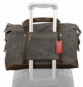 Mega Sale Now Weekender Duffel Bag Travel Tote - Canvas Genuine Leather Overnight Bag