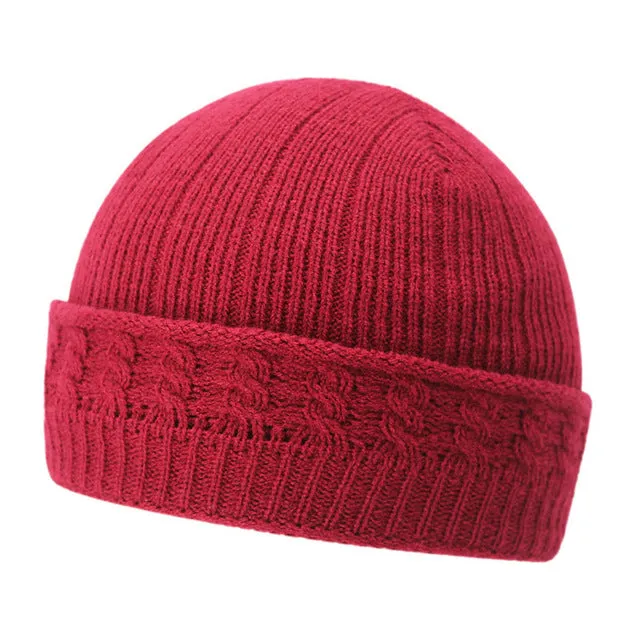 Winter Knitted Beanie Hats For Men With Velvet Inside - Coffee,Light Gray,Dark Gray,Red,Dark Blue,Black Trending Hot Deal Hot Sale Alert