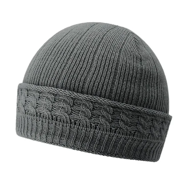 Todays Hot Pick Winter Knitted Beanie Hats For Men With Velvet Inside - Coffee,Light Gray,Dark Gray,Red,Dark Blue,Black