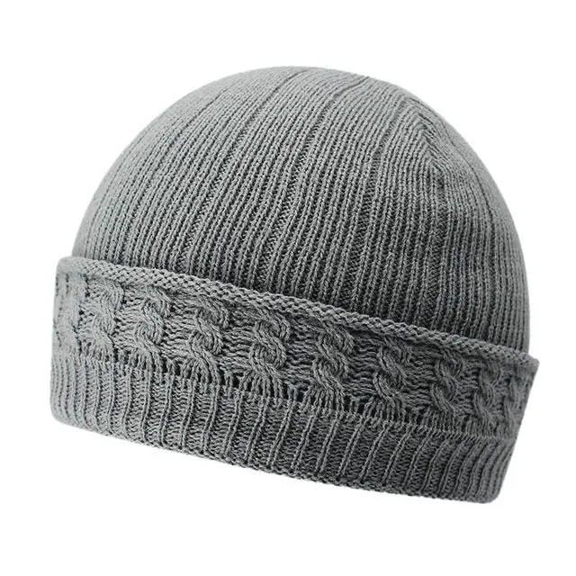 Winter Knitted Beanie Hats For Men With Velvet Inside - Coffee,Light Gray,Dark Gray,Red,Dark Blue,Black Flash Deal Alert